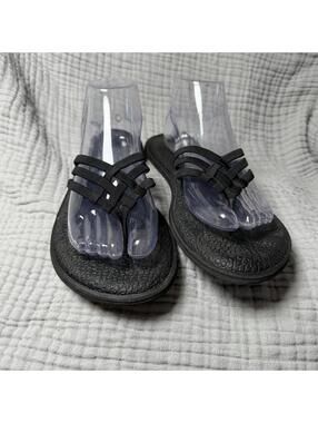 Sanuk Yoga Salty Women's Thong Flip Flop Black Strappy comfort sandals Size 9